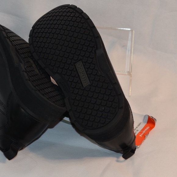 DAKOTA BLACK SLIP ON STEEL TOED Leather SHOES MENS SZ 8 NWT - Picture 7 of 7